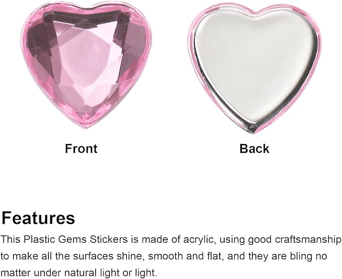 MECCANIXITY 40 Pcs Acrylic Heart Rhinestone 20mm Flat Back Plastic Gems Jewelry Stickers for Craft Bead Face Painting Costume Jewelry Making Light Pink