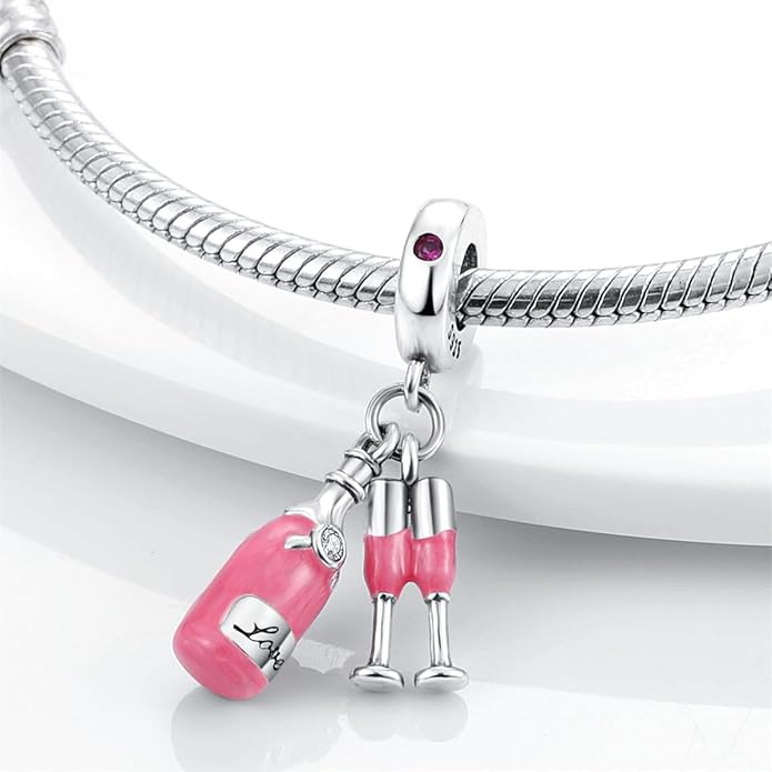 HONGRUI 925 Sterling Silver Charm for Bracelets Necklace Fashion Heart Bow Flower Family Butterfly Pendant Bead Charm for Women Festival jewelry gifts
