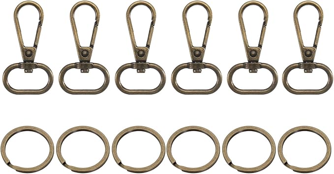 uxcell 12 Pcs Swivel Clasp Hook, 0.79" Purse Snap Clasps Detachable for Bag, Bronze