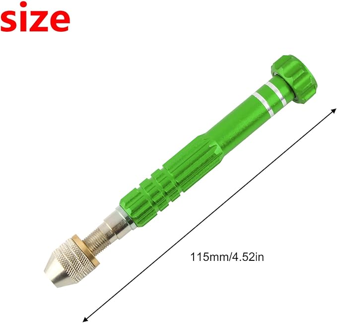 Larcele Precision Pin Vise Hand Drill, Keyless Mini Adaptor Chuck, 3 Jaw Chuck, for Micro Drill Bits 0" to 1/8" SDZKQ-02 (Green)