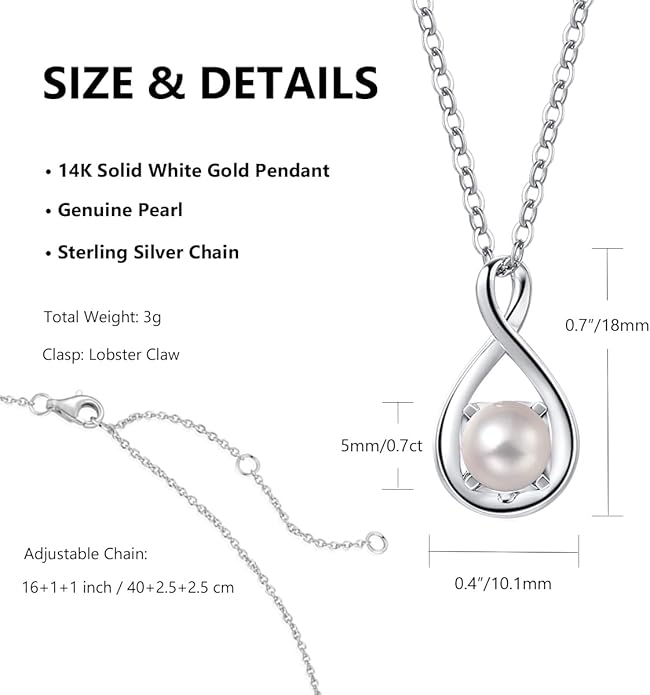 FANCIME 14K Solid Gold Birthstone Pendant with Sterling Silver Chain Infinity Gemstone Necklace Fine Jewelry Anniversary Birthday Christmas Gifts for Women Wife Her