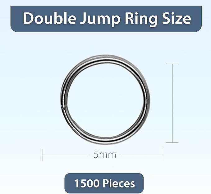 Mandala Crafts 5mm Gunmetal Double Jump Rings for Jewelry Making - 1500 Pcs Small Split Key Rings Set for Crafts, DIY Keychains, and Accessories
