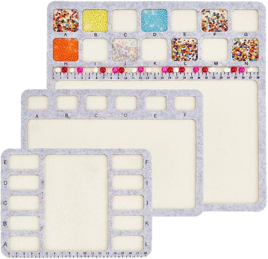 BENECREAT 3 Style Felt Beading Mat, Felt Design Bead Boards with Centimeter Alphabetic Scale Beads Tray Bead Pads for Art Crafts Jewelry Making Beading Supplies