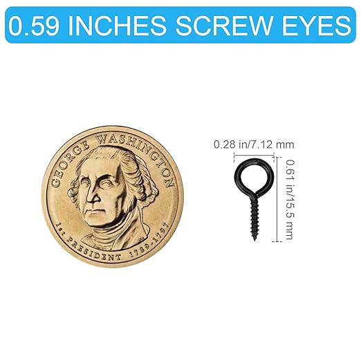 Aovchei Eye Screws, 300PCS 0.67 Inches Heavy Duty Metal Screw Hooks, Self Tapping Eye Bolts, Indoor & Outdoor for Hanging Artwork, Black