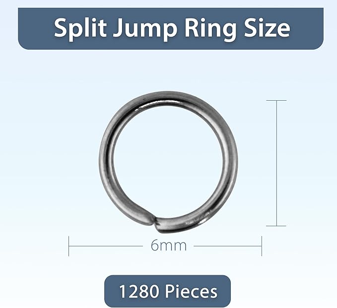 Mandala Crafts 6mm Gunmetal Double Jump Rings for Jewelry Making - 1280 Pcs Small Split Key Rings Set for Crafts, DIY Keychains, and Accessories