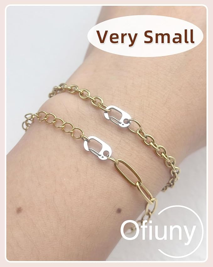 10Pcs Oval Clasp Carabiner Necklace Clasps and Closures, Spring Ring Clasp Pearl Necklace Enhancer Connector for Jewelry Bracelet Making
