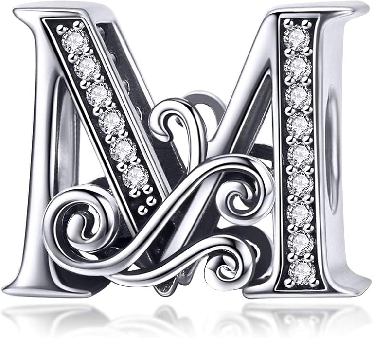 925 Sterling Silver Letter Charms for Pandora Bracelets Alphabet Initial Charms Beads Birthday Christmas Jewelry Gift for Women