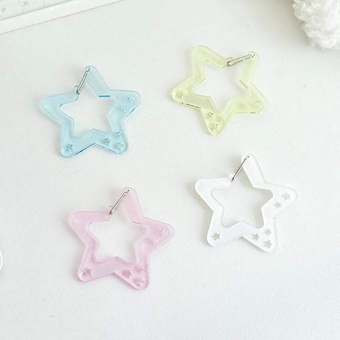 Wing/Star Shape Carabiner Hook Clips Lovely Phone Pendant Charm Acrylic Buckle Keychain For Backpack Handbag Gifts Outdoor Keyring Hook