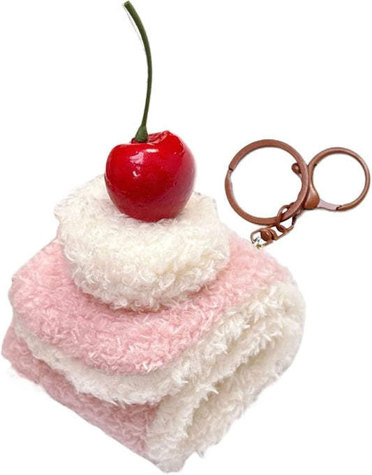 Super Cute Realistic Plush Cherry Cake Sandwich Hamburger Hotdog Bread Keychain Key Ring Bag Charm Pendant