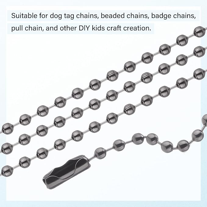 Hicarer 200 Pack Colored Bead Keychain Metal Hanging Chains Necklace Connector for Hanging Ornament Jewelry Tag (Metallic Color)
