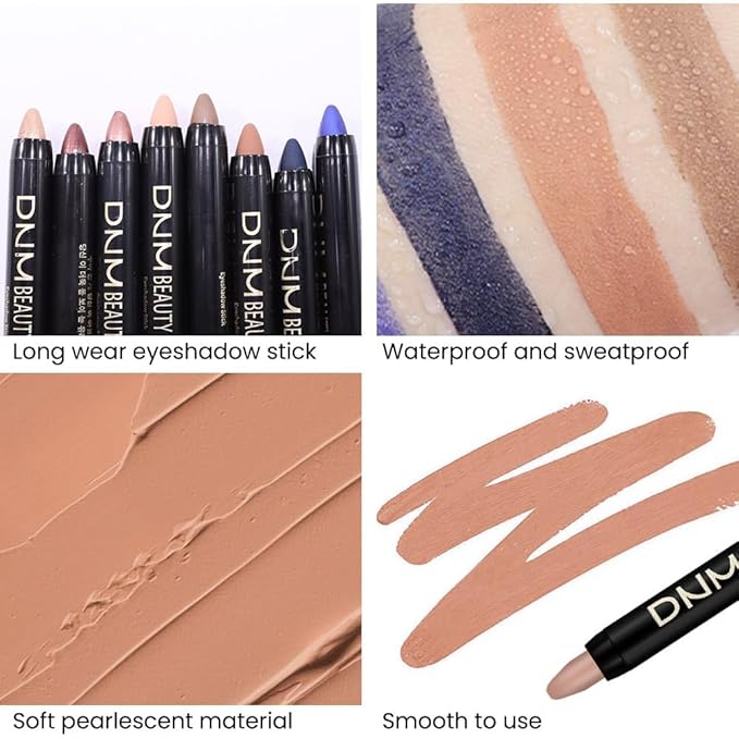 evpct 2Pcs Caramel Matte Cream Eye Shadow Brightener Sticks Set for Eyes, Caramel Matte Pencil Eye shadow Applicator Stick Pen Palette Makeup Waterproof sombras en crema para ojos 30+30