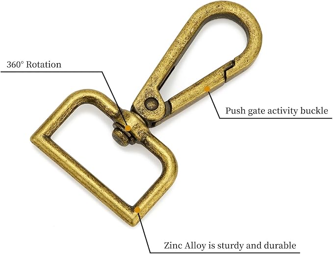 9 Pcs D Ring Swivel Lobster Claw Clasp Push Gate Snap Hooks Trigger Clips for DIY Crafts Keychain Purse Handbag Making,1 Inch Bronze