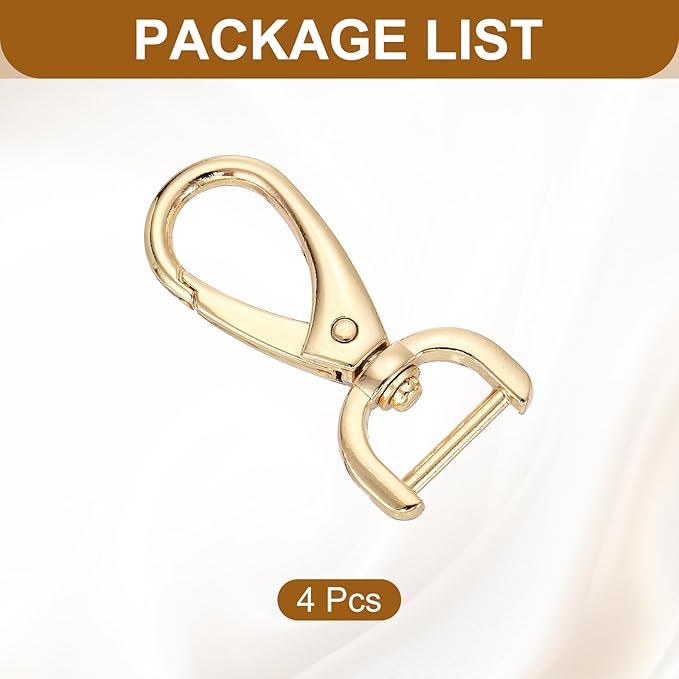 HARFINGTON 4pcs Detachable Snap Hook Swivel Clasp 5/8" (16mm) Zinc Alloy Lobster Claw Clasp for Keychain Lanyard Purse DIY Purse Strap, Light Gold