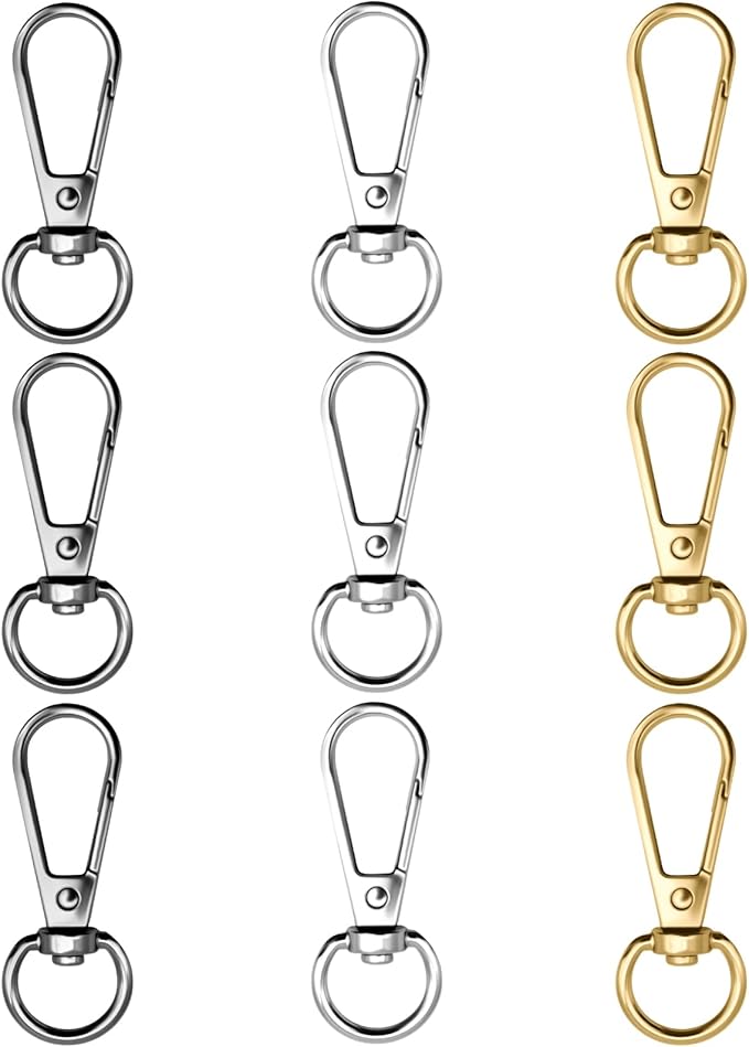12pcs Swivel Push Gate Snap Hooks Clasps for DIY Crafts Keychain Clip Purse Handbag Making Accessories (Large(46mm),Multicolour)