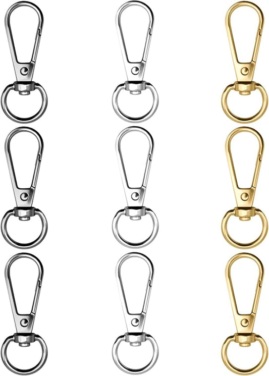 12pcs Swivel Push Gate Snap Hooks Clasps for DIY Crafts Keychain Clip Purse Handbag Making Accessories (Large(46mm),Multicolour)