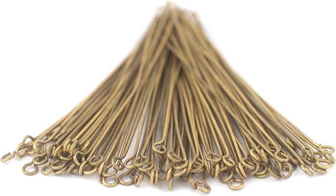 The Bead Chest Brass 21 Gauge 3 Inch Eye Pins (Approx 100 Pieces)