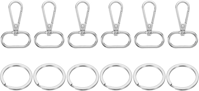 uxcell 12 Pcs Swivel Clasp Hook, 0.98" Purse Snap Clasps Detachable for Bag, Silver