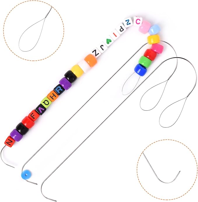 3 Pieces Big Eye Beading Needle with Handle, 5.3" Stainless Steel Beading Needle for Beading, Glass Beads, DIY Handmade Bead Making, Beaded Bracelet Ring Necklace Various Handmade Jewelry Making