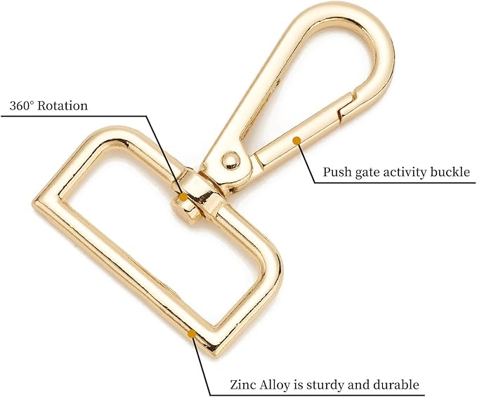 9 Pcs D Ring Swivel Lobster Claw Clasp Push Gate Snap Hooks Trigger Clips for DIY Crafts Keychain Purse Handbag Making,1-1/4 Inch Glod