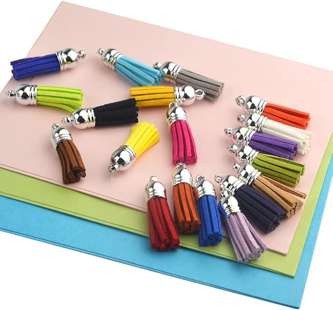 61PCS Key Fob Hardware Set Including 1 Inch 40Pcs Key Fob Hardware 20Pcs Leather Keychain Tassel and 1Pcs Key Fob Pliers for Key Fob Hardware Install