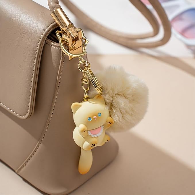 Cat Keychain bag charms for handbags Cute Keychains for Women Kawaii Cat Backpacks Accessories cat plush keychain