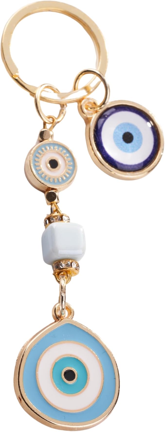 BCS Evil Eye Keychain Bag Charm - Good Luck & Protection Amulet - Car Keyring Purse Accessories for Women