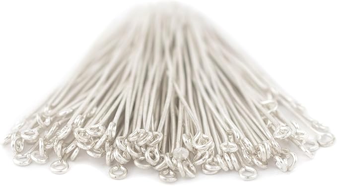 The Bead Chest Silver 21 Gauge 2 Inch Eye Pins (Approx 100 Pieces)