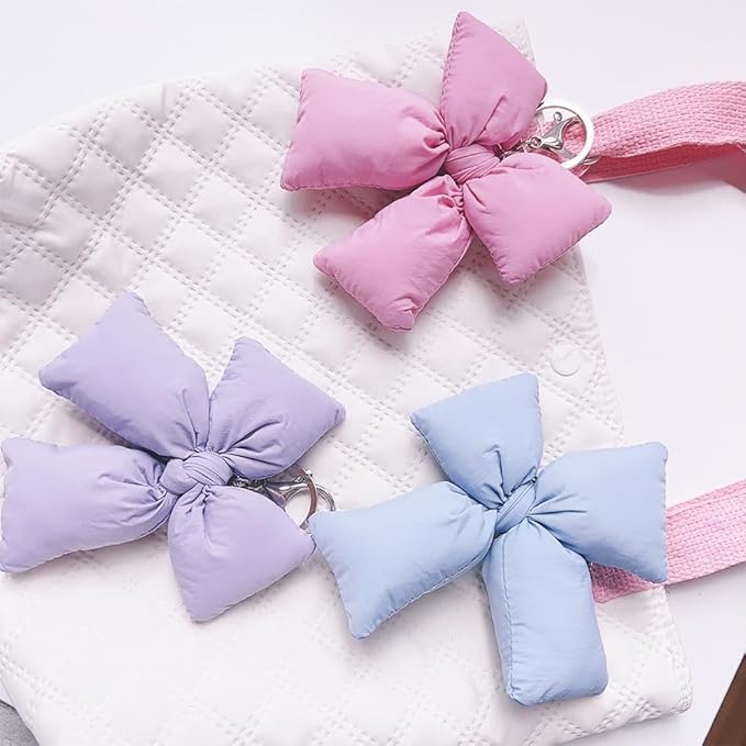 Pink Bow Keychain Bag Charms Y2K Bowknot Plaid Keychains Coquette Aesthetic Purse Handbag Backpacks Charms