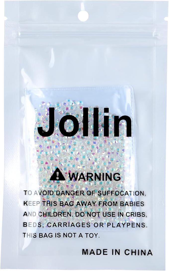 Jollin Glue Fix Flatback Rhinestones Glass Diamantes Gems for Nail Art Crafts Decorations Clothes Shoes(ss12 1440pcs,Transparent AB)