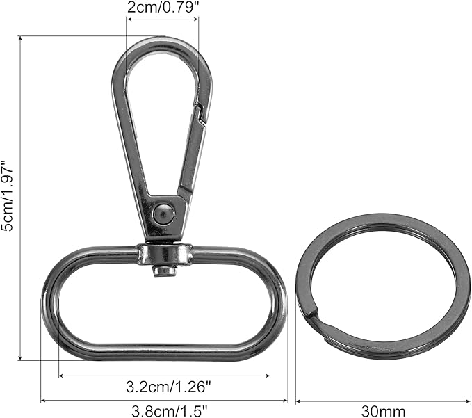 uxcell 12 Pcs Swivel Clasp Hook, 1.26" Purse Snap Clasps Detachable for Bag, Grey