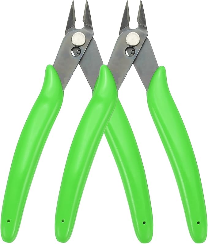 HARFINGTON 2pcs 5" Flush Cut Pliers Small Precision Wire Cutter Side Cutter Diagonal Cutting Pliers for Jewelry Model Electronic 3D Print, Green