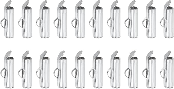 uxcell 100Pcs Slide on End Clasps, 13mm Tube Ball Bead Slider Crimp Ends for Multi-Strand DIY Craft Making, Silver Tone