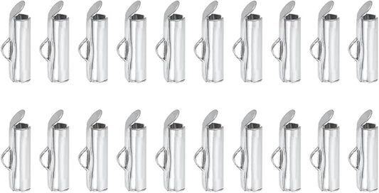 uxcell 100Pcs Slide on End Clasps, 13mm Tube Ball Bead Slider Crimp Ends for Multi-Strand DIY Craft Making, Silver Tone