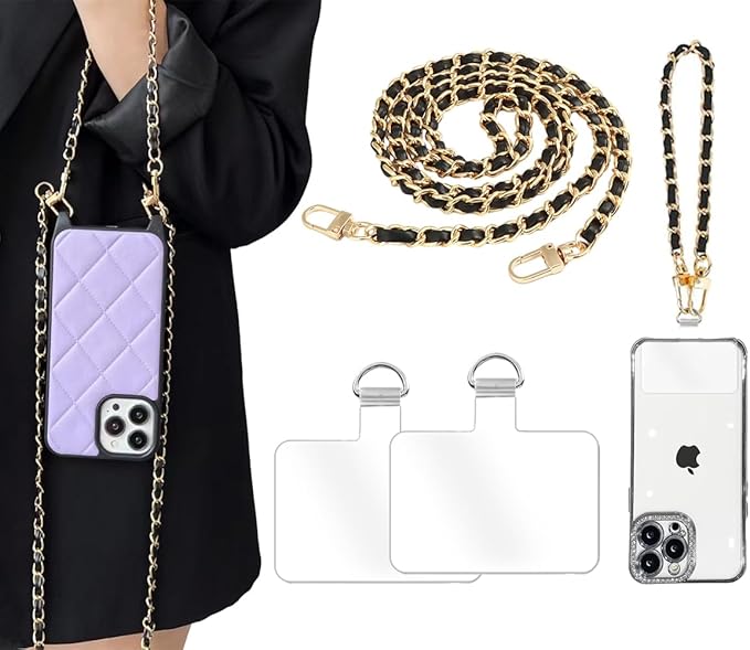 2Pcs Phone Crossbody Lanyard and Wrist Strap, Universal Cell Phone Lanyard Strap with 2Tether Tab