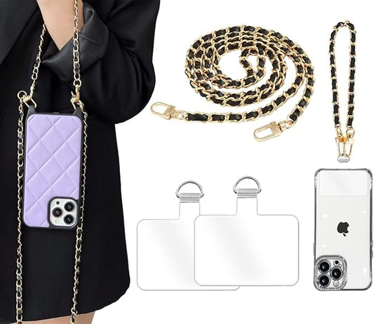 2Pcs Phone Crossbody Lanyard and Wrist Strap, Universal Cell Phone Lanyard Strap with 2Tether Tab