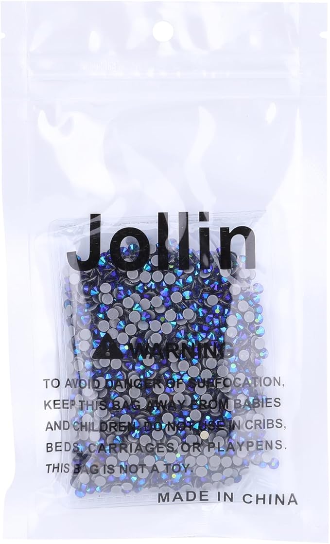 Hot Fix Crystal Flatback Rhinestones Glass Diamantes Gems 3.2mm(12ss 1440pcs, Jet AB)
