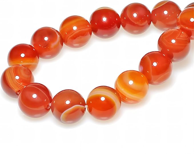 MJDCB Natural Red Striped Agate Beads Round Loose Beads for Jewelry Making DIY Bracelet Necklace (8mm)