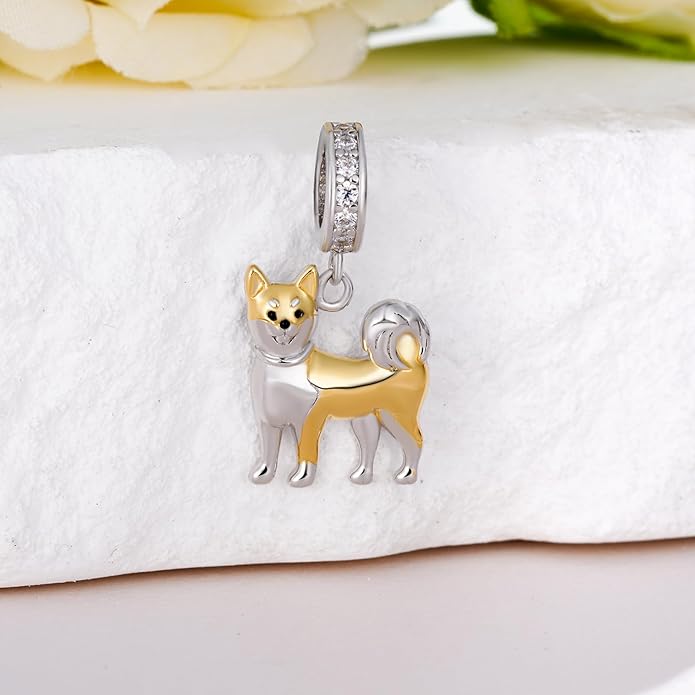 Shiba Inu Charm 925 Sterling Silver Cute Dog Charms for Bracelets Pendant Necklace Cute Shiba Inu Gifts for Women