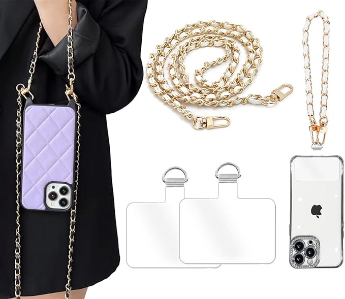 2Pcs Phone Crossbody Lanyard and Wrist Strap, Universal Cell Phone Lanyard Strap with 2Tether Tab