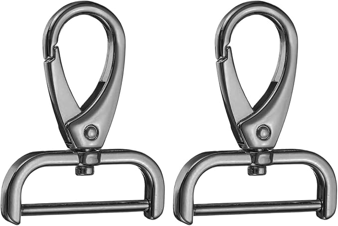 HARFINGTON 2Pcs Detachable Snap Hook Swivel Clasp 1 1/4" D Ring with Swivel Lobster Claw Clasps Hook for Purse Strap Keychain Bag DIY Craft, Gunmetal