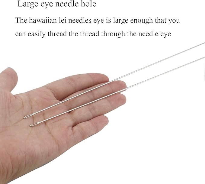 5Pcs Lei Needle for Leis Making, 9.1 Inch Large Eye Sewing Beading Needle for Art Craft Long Lei Needle to Make Hawaiian Flower Lei for Graduation Wedding Birthday Party, Dia 1.2mm, LXLVOUEG