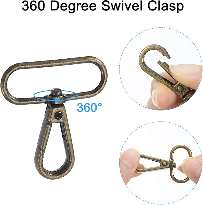 uxcell 12 Pcs Swivel Clasp Hook, 1.5" Purse Snap Clasps Detachable for Bag, Bronze