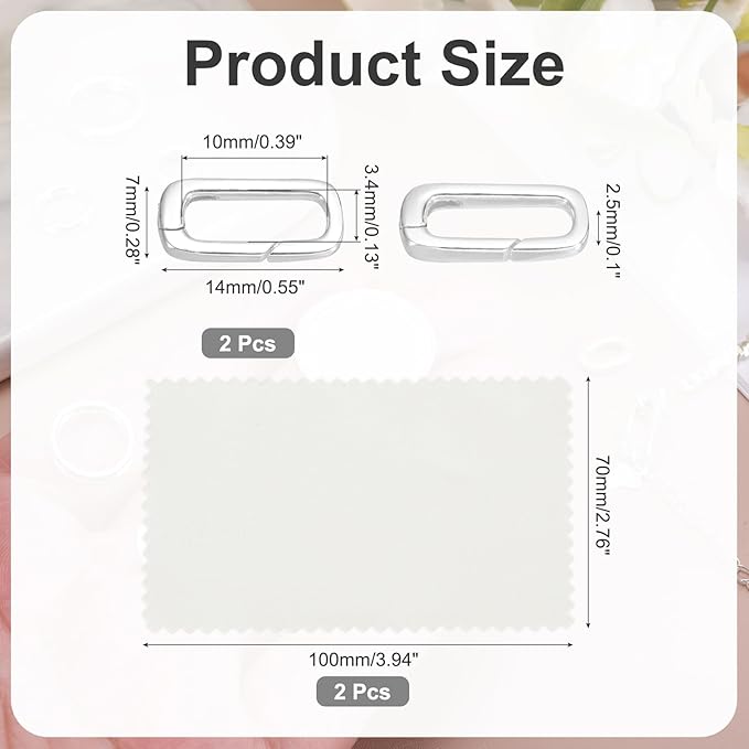 PATIKIL 14x6mm 925 Sterling Silver Spring Gate Rings, 2Pcs Tiny Oval Spring Clasps Necklace Enhancer Shortener Closures Connector for Jewelry Making Necklaces DIY, Silver Tone