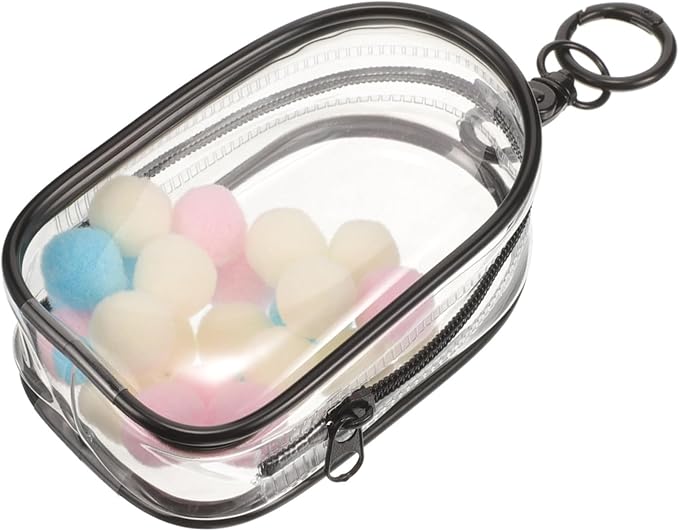 Toyvian Clear Figure Display Bag with Keychain, Portable Dustproof Mini Doll Pouch Carrying Case, Hanging Blinds Box Organizer Keychain Pouch Charms for Collectibles