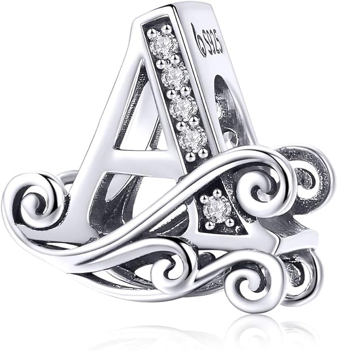 925 Sterling Silver Letter Charms for Pandora Bracelets Alphabet Initial Charms Beads Birthday Christmas Jewelry Gift for Women