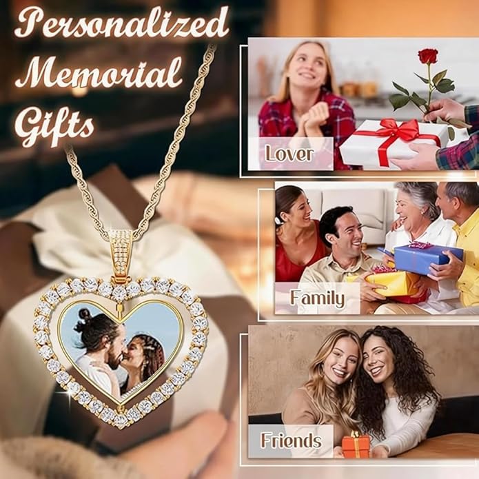 CLYLIFE Picture Necklace Personalized Photo,Custom Disc/Heart Pendant for Men Women Dad Mom Customized Necklace with Chain Photos Memorial Gifts for Mother's Day, Birthday, Anniversary