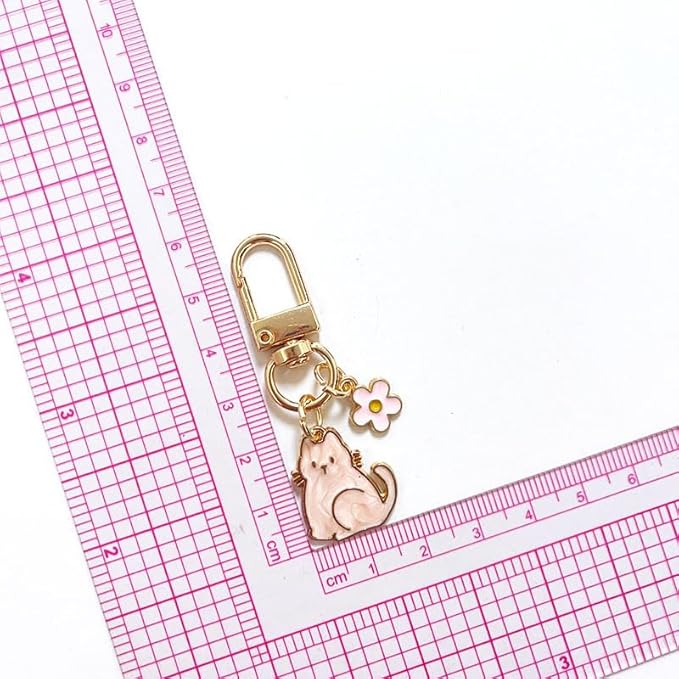 Cat Keychain For Women, Enamel Flower Shell Pearl Colorful Flow Hemp Cartoon Small And Cute Charm Gift Accessories