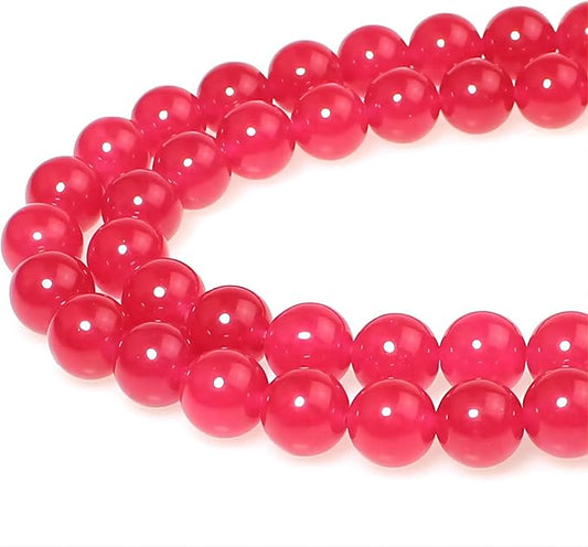 MJDCB Stone Beads 4mm 85pcs Round Light Rose Red Jade Loose Gemstone Bead Charms for Jewelry Making Bracelet Necklace Earring Pendant
