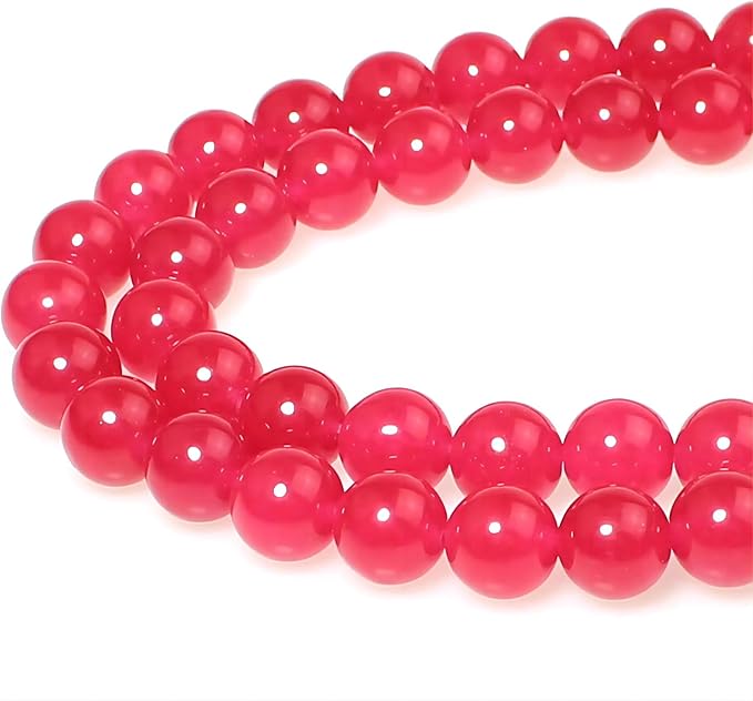 MJDCB Stone Beads 6mm 60pcs Round Light Rose Red Jade Loose Gemstone Bead Charms for Jewelry Making Bracelet Necklace Earring Pendant
