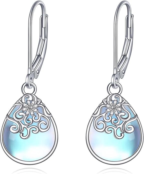 POPLYKE Celtic Filigree Teardrop Drop Dangle Earrings Sterling Silver Leverback Earrings Jewelry for Women